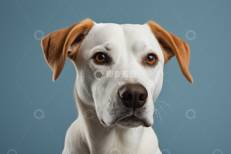 高清大图下载【趣麦麦图】白色与棕耳相间狗特写