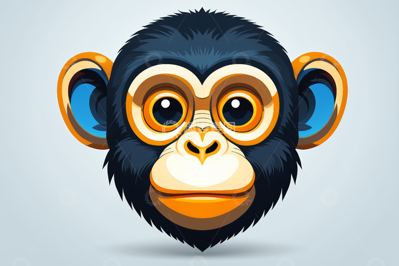 高清大图下载【趣麦麦图】卡通猴子头部特写