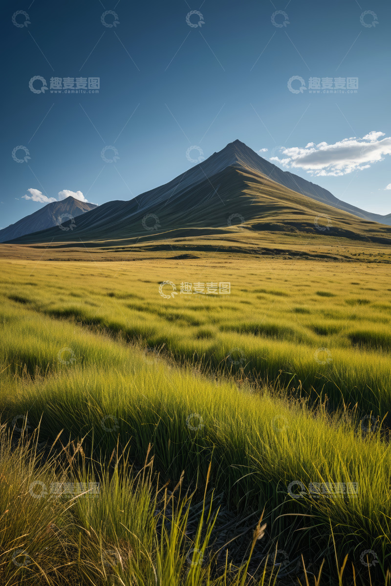 高清大图下载【趣麦麦图】草原远山蓝天白云自然风光