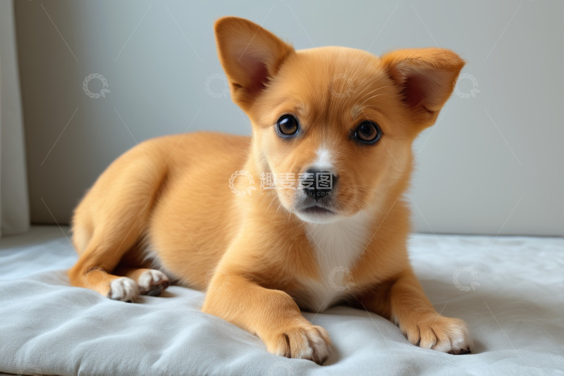高清大图下载【趣麦麦图】趴着的小黄狗宠物特写