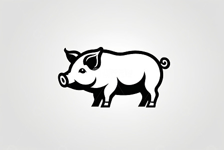黑白卡通猪图案设计素材