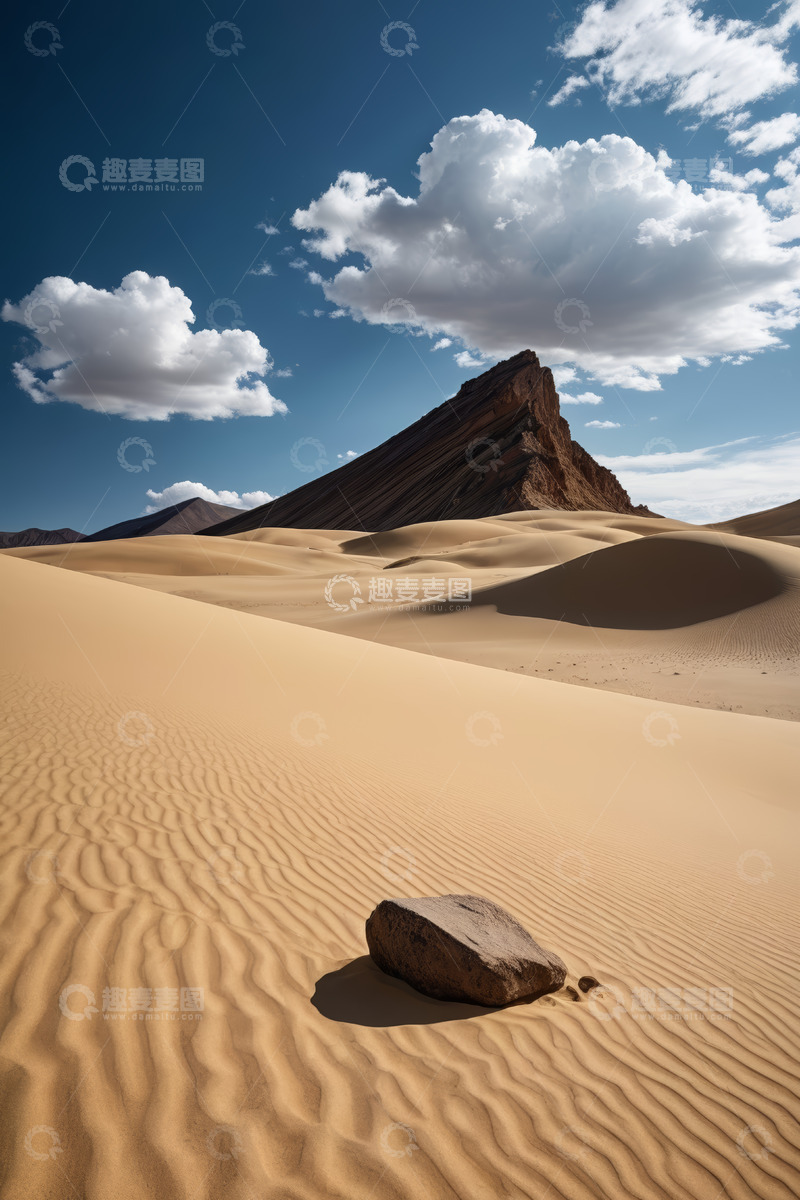 高清大图下载【趣麦麦图】沙漠沙丘与孤石景观