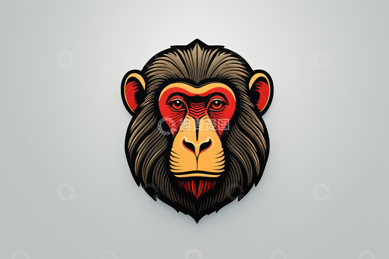 高清大图下载【趣麦麦图】猴子头部插画素材