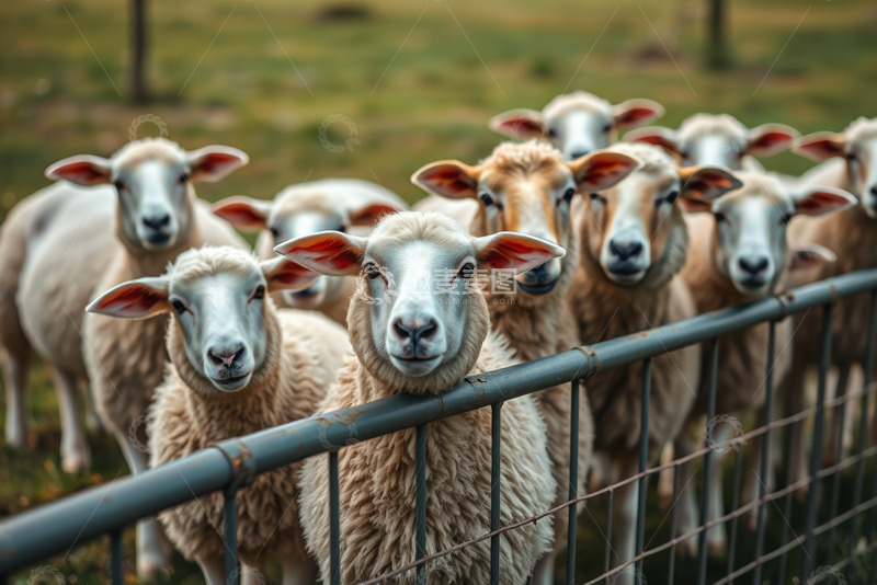 高清大图下载【趣麦麦图】围栏边的羊群特写