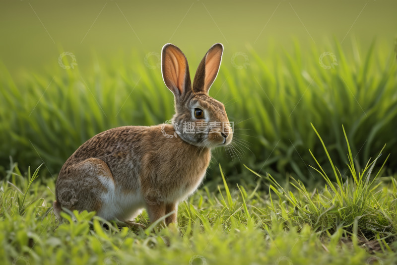 高清大图下载【趣麦麦图】草地上的兔子特写