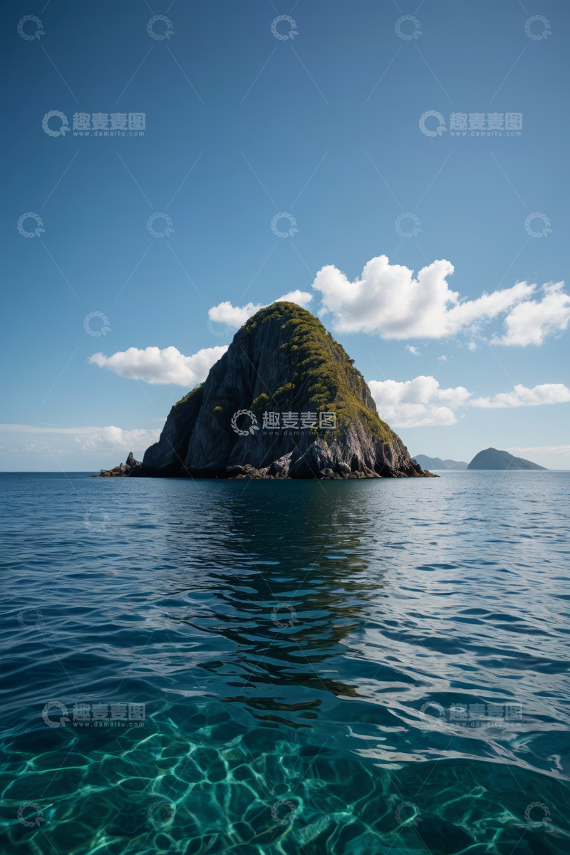 高清大图下载【趣麦麦图】海上孤岩与清澈海水景观