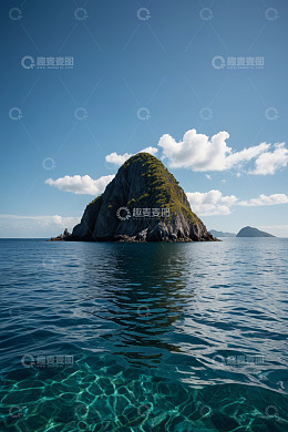 海上孤岩与清澈海水景观