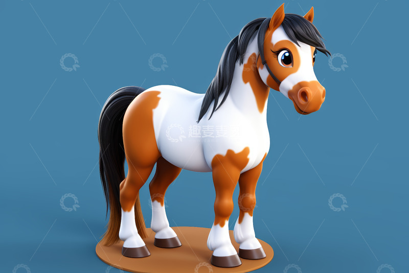 高清大图下载【趣麦麦图】卡通风格站立的马