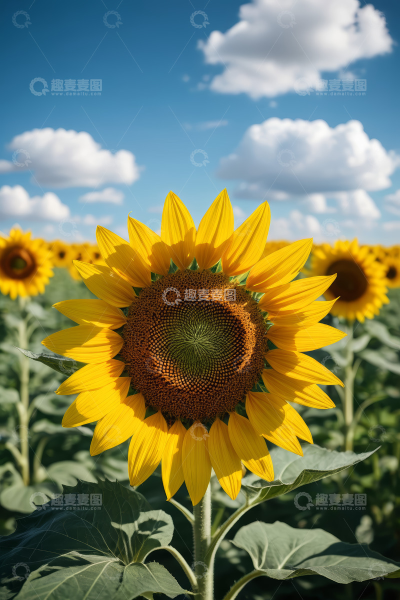 高清大图下载【趣麦麦图】向日葵花田特写