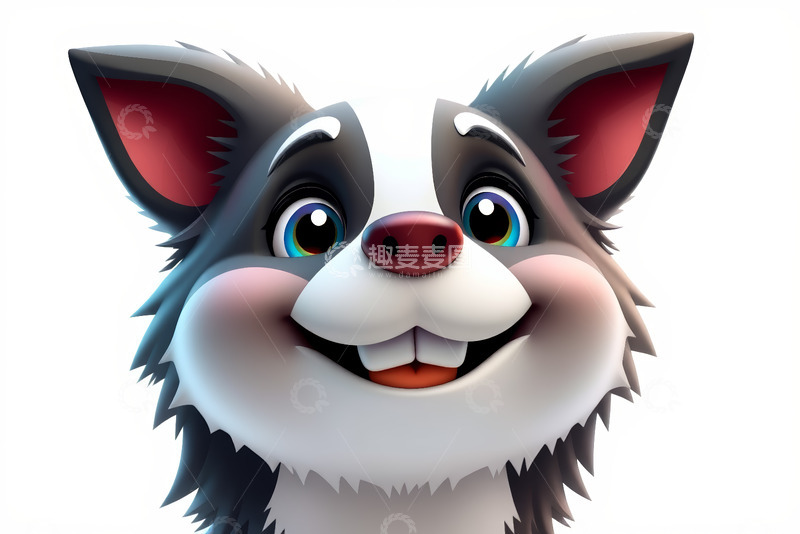 高清大图下载【趣麦麦图】卡通狗狗可爱面部特写