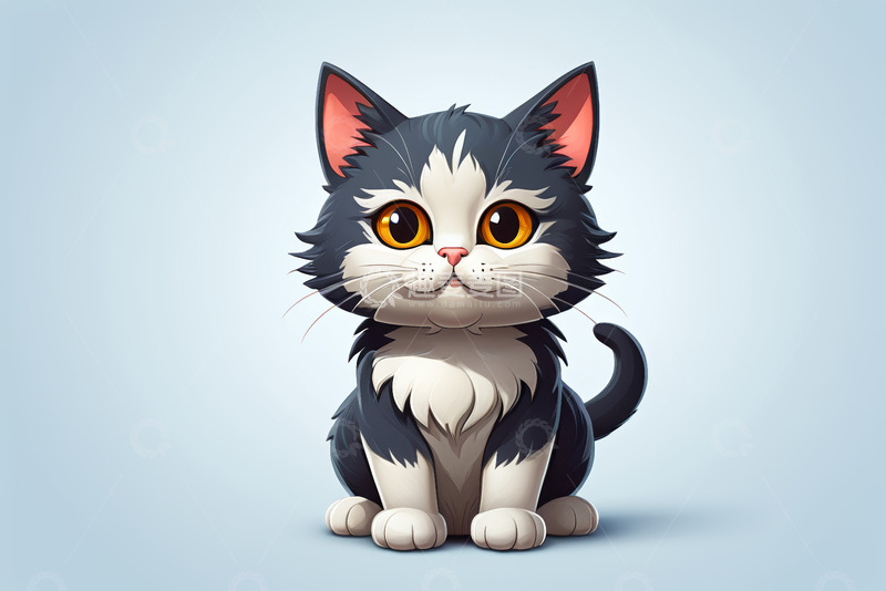 高清大图下载【趣麦麦图】可爱卡通猫咪坐立图像