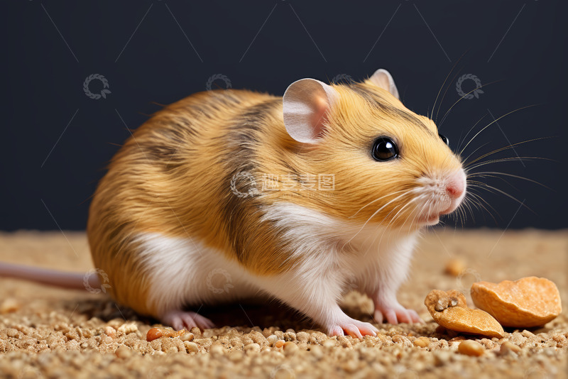高清大图下载【趣麦麦图】仓鼠在垫料上吃坚果画面