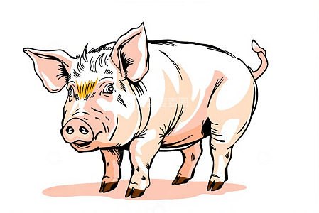 站立的卡通风格小猪插画