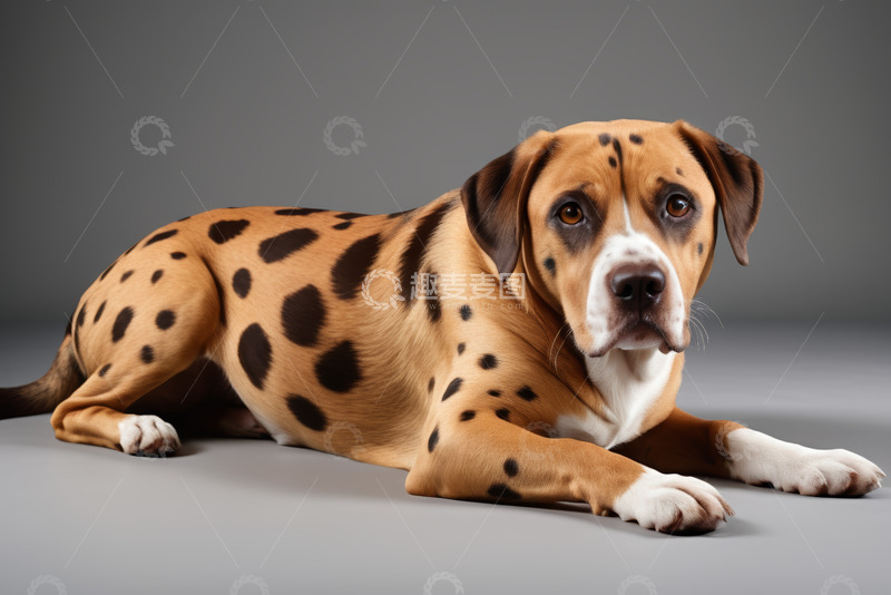 高清大图下载【趣麦麦图】趴着的斑点花纹宠物狗