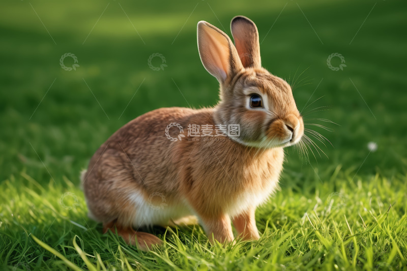 高清大图下载【趣麦麦图】草地上的棕色兔子