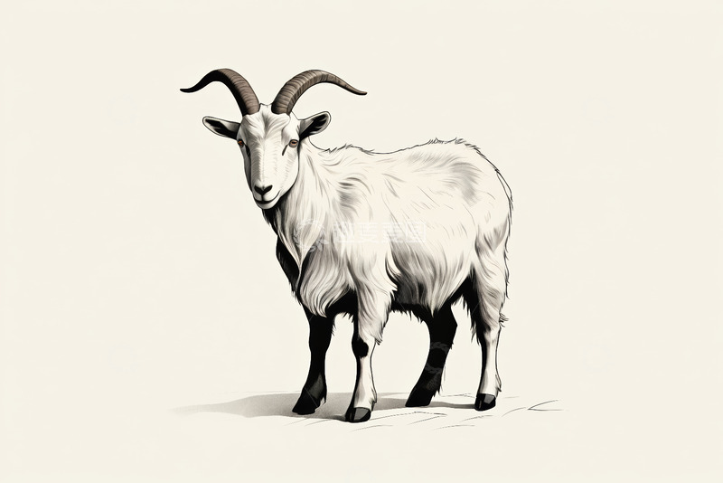 高清大图下载【趣麦麦图】站立的山羊插画素材