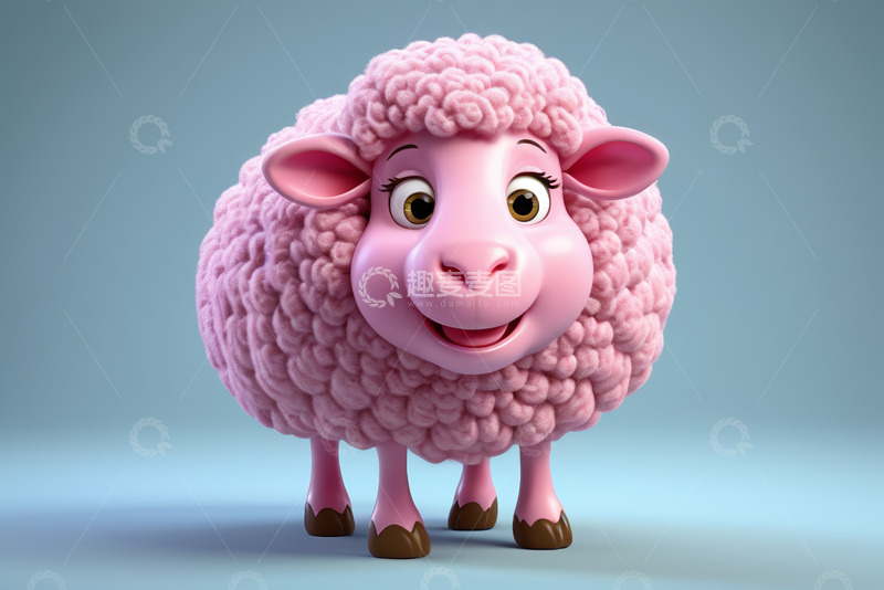 高清大图下载【趣麦麦图】粉色卡通绵羊形象