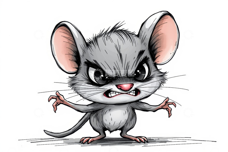 高清大图下载【趣麦麦图】愤怒的卡通老鼠形象