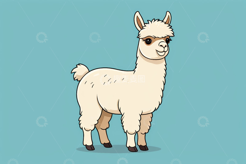 高清大图下载【趣麦麦图】卡通羊驼站立的素材图像