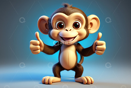 卡通小猴竖大拇指