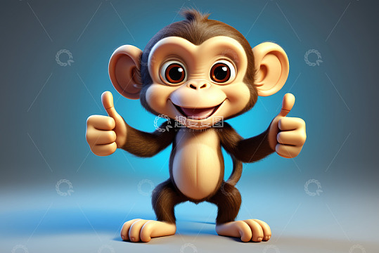 卡通小猴竖大拇指