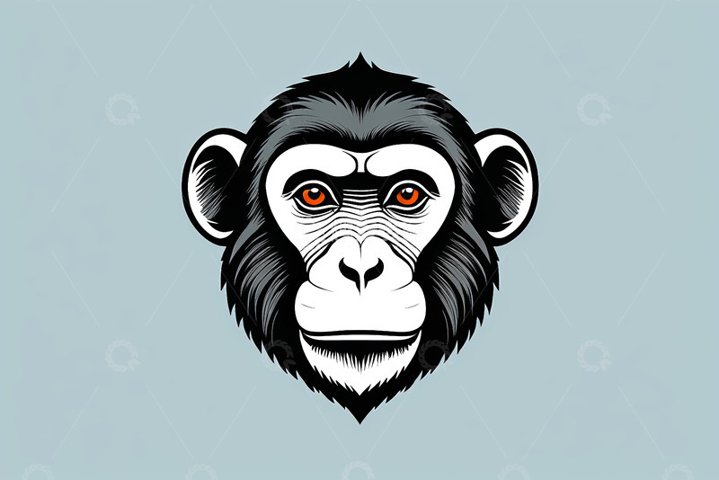 高清大图下载【趣麦麦图】卡通风格猴子头部插画