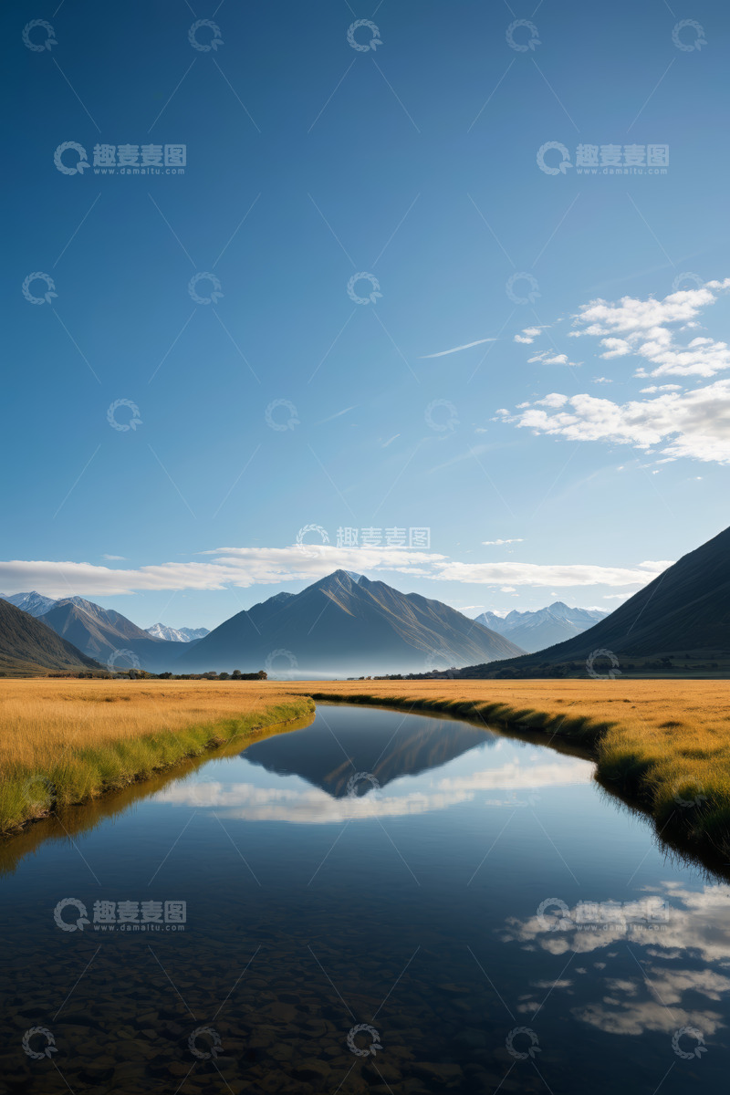 高清大图下载【趣麦麦图】山间河流自然风光全景