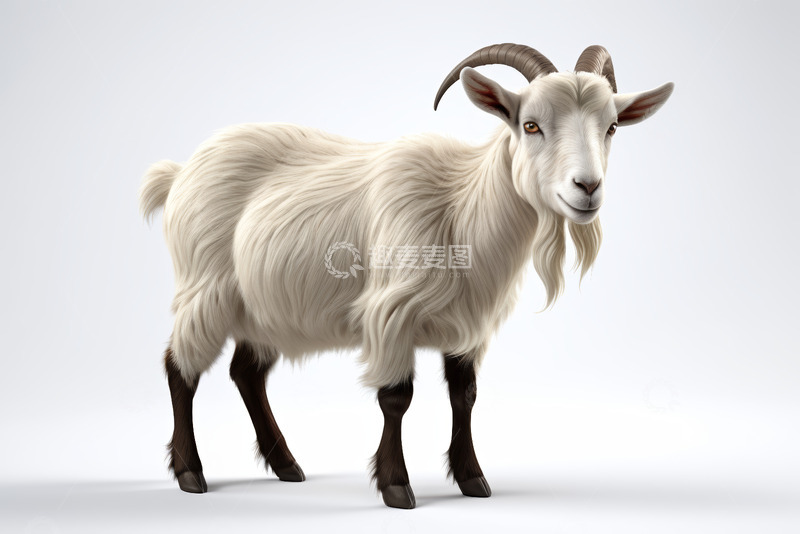 高清大图下载【趣麦麦图】站立的白色山羊特写