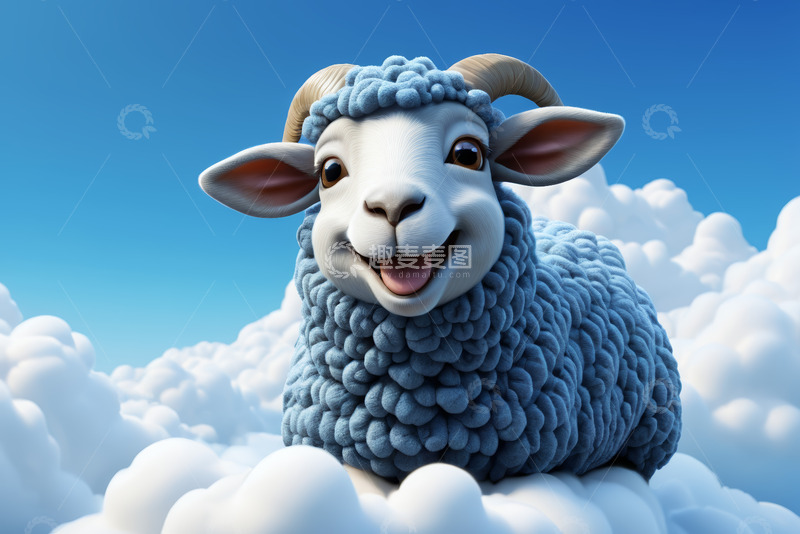 高清大图下载【趣麦麦图】云端上的微笑绵羊