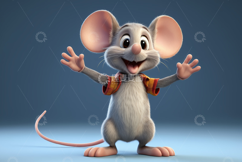 高清大图下载【趣麦麦图】卡通老鼠张开双手形象