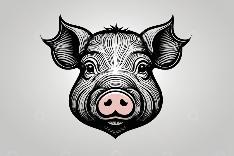 高清大图下载【趣麦麦图】卡通猪头图案设计素材