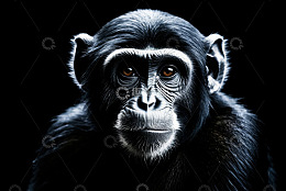 黑背景下的黑猩猩特写