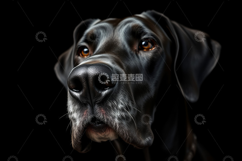 高清大图下载【趣麦麦图】黑色大狗特写