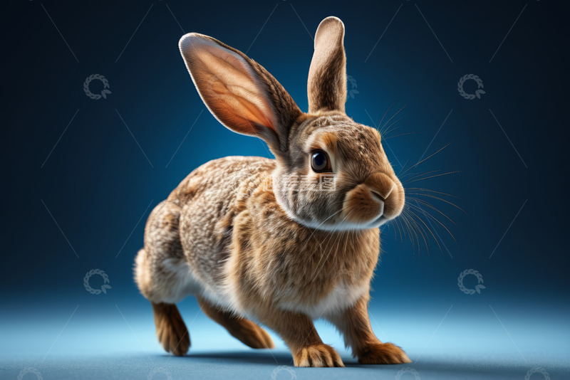 高清大图下载【趣麦麦图】站立的棕色兔子特写