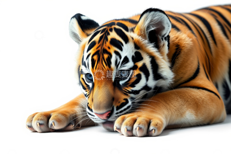 高清大图下载【趣麦麦图】趴卧的小老虎特写