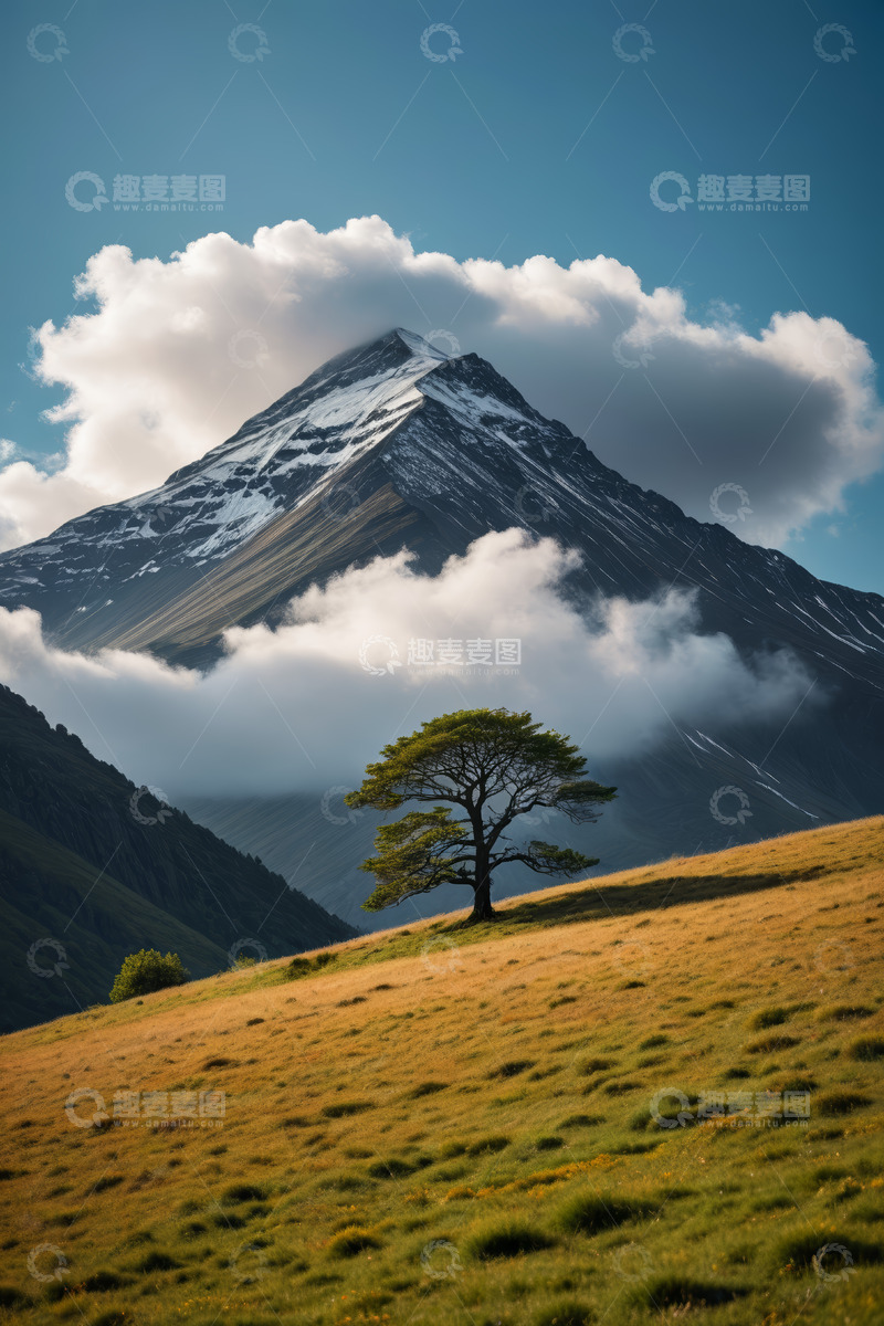 高清大图下载【趣麦麦图】高山草甸孤树自然风光