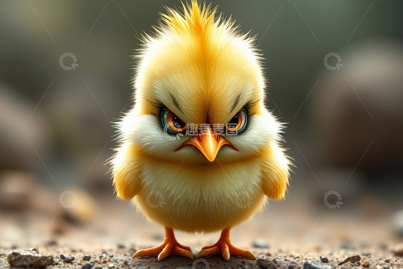高清大图下载【趣麦麦图】表情凶狠的黄色小鸡特写