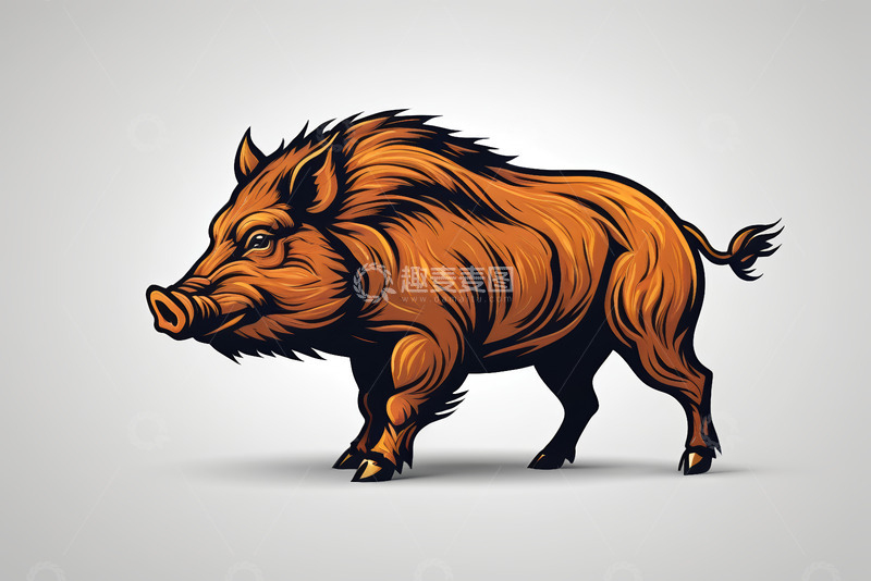高清大图下载【趣麦麦图】插画风格野猪形象