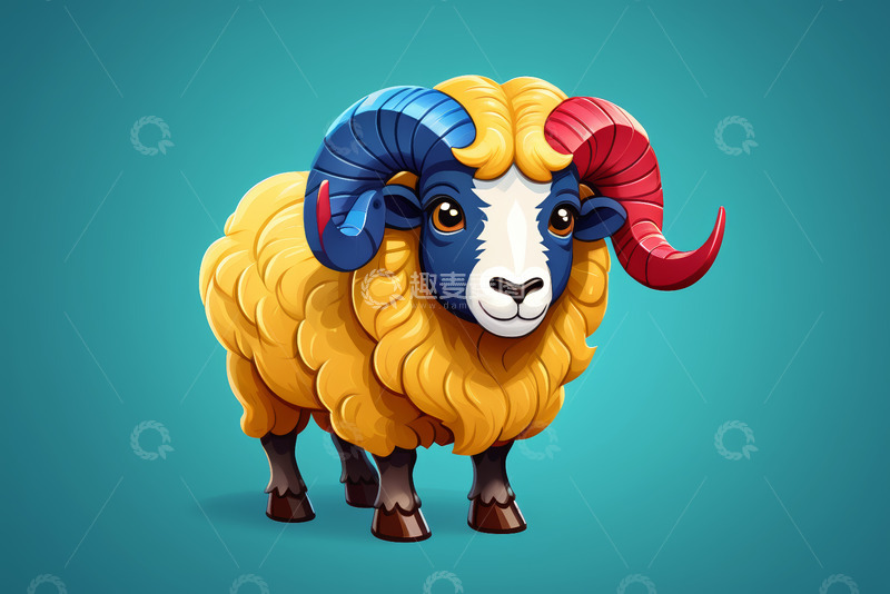 高清大图下载【趣麦麦图】彩色卡通公羊形象
