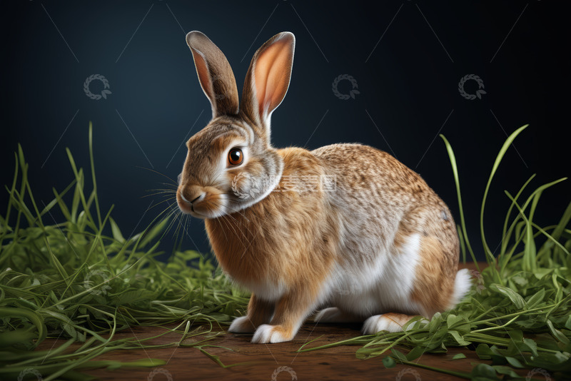 高清大图下载【趣麦麦图】草地上的棕色兔子特写