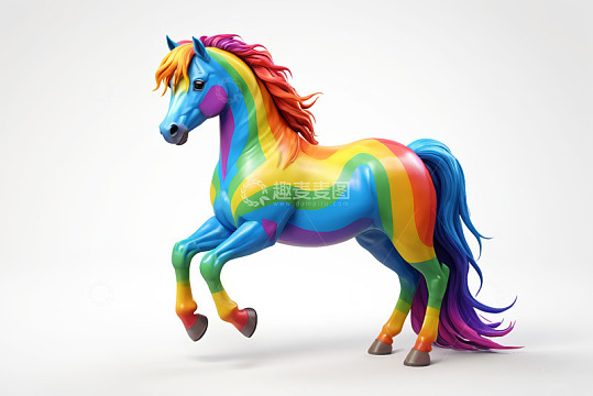 彩色骏马奔跑素材
