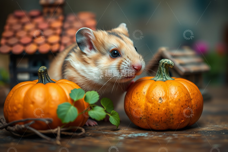 高清大图下载【趣麦麦图】仓鼠与南瓜静物素材