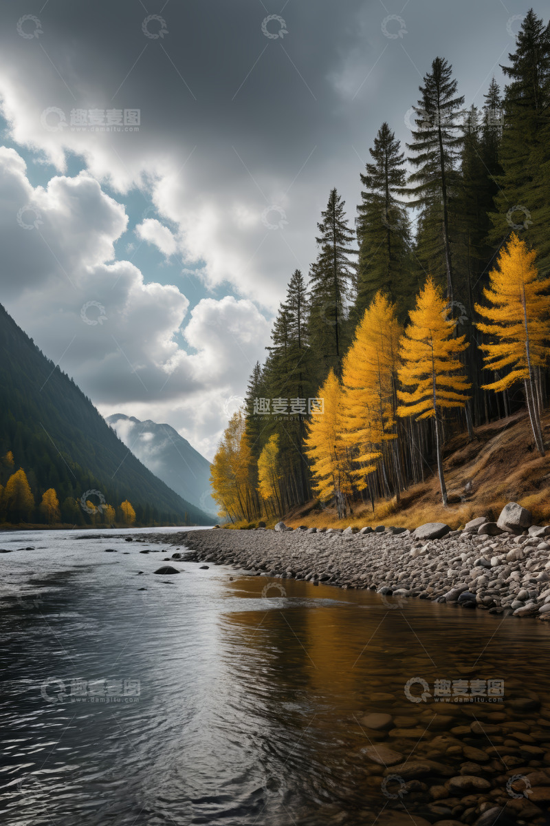 高清大图下载【趣麦麦图】山林河畔秋日自然风光