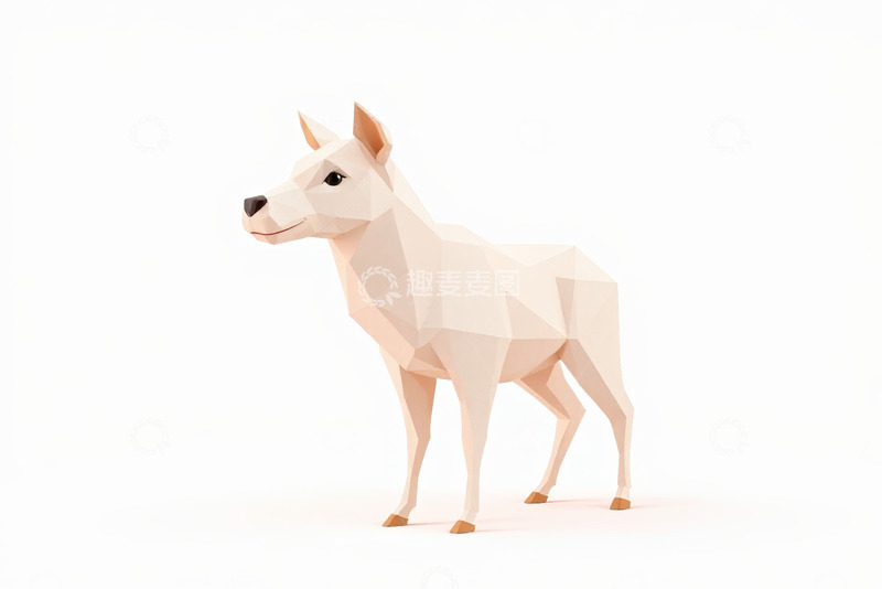 高清大图下载【趣麦麦图】低多边形风格白狗形象