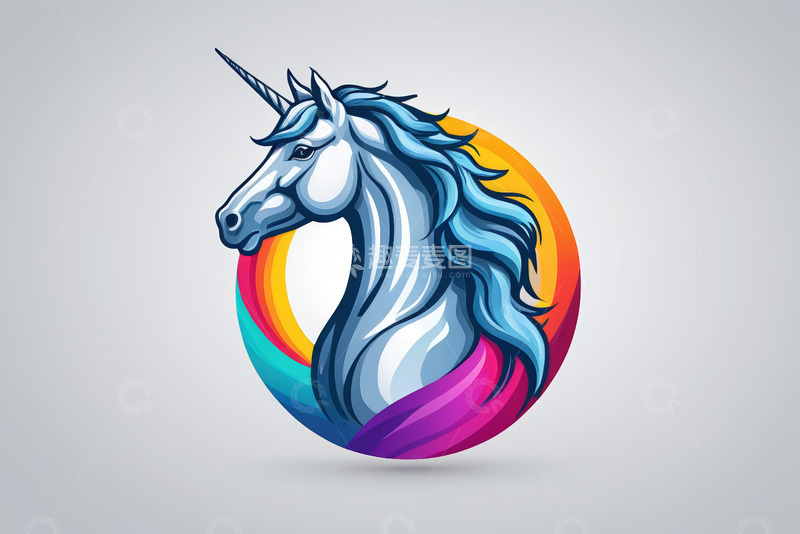 高清大图下载【趣麦麦图】独角兽彩色图形设计素材