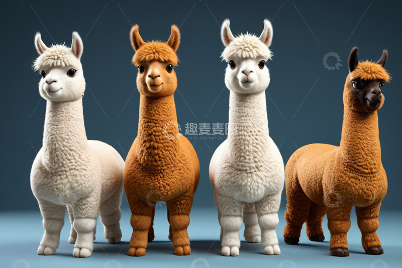 高清大图下载【趣麦麦图】四只羊驼站姿展示