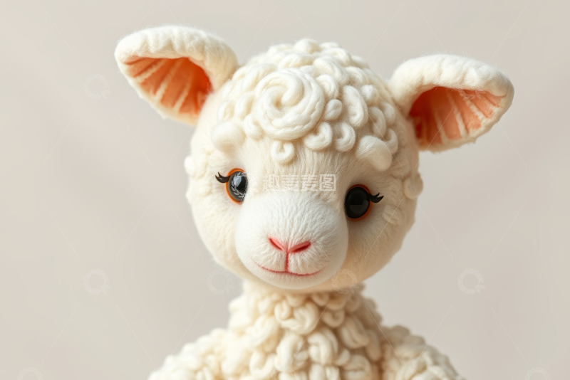 高清大图下载【趣麦麦图】可爱白色毛绒小羊玩偶特写