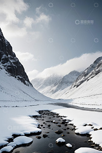 雪山河谷自然风光