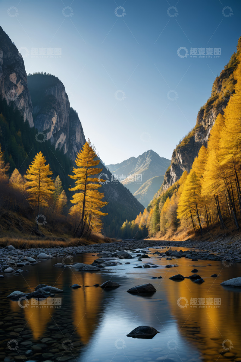 高清大图下载【趣麦麦图】山谷溪流秋景自然风光