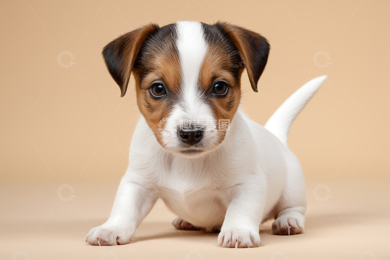 高清大图下载【趣麦麦图】可爱三色小狗正面特写